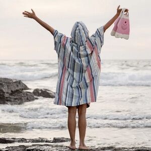 🤍 Rip Skirt Beach Cozy Baja Stripe OS Cover Up Wearable Towel Oversized